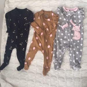 3 Baby zip pajama sleepers